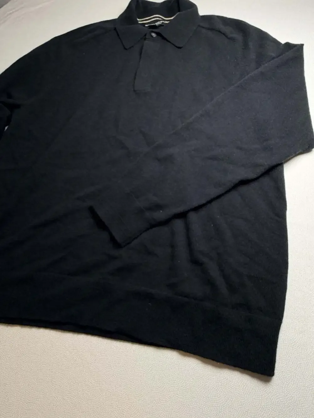 Banana Republic Viaggio Cashmere Polo Sweater Mens L Black 100% Cashmere